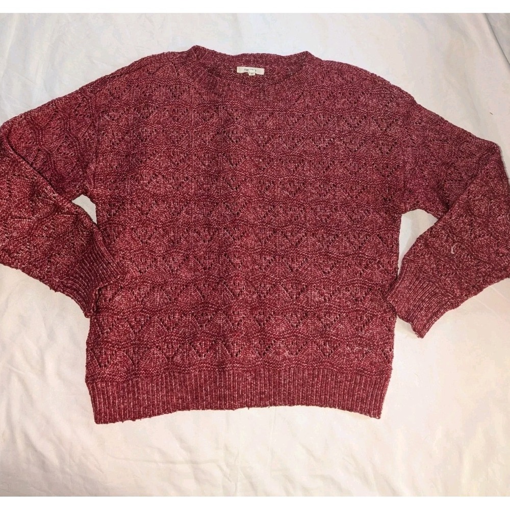 Maurices Women's Medium 100% Polyester Long Sleeve Red Pullover Knit Sweater
